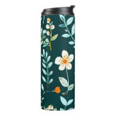 Schattigee Blauwe en Witte Bloemen Thermosbeker (Gedraaid links)