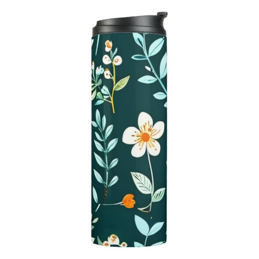 Schattigee Blauwe en Witte Bloemen Thermosbeker (Gedraaid links)