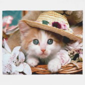 SCHATTIGEE BLAUWE EYED KITTEN FLEECE DEKEN (Voorkant (Horizontaal))