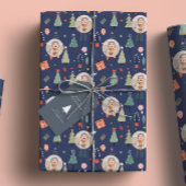 Schattigee Blauwe Foto Leuke Kerst Cadeaupapier