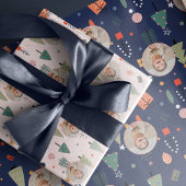 Schattigee Blauwe Foto Leuke Kerst Cadeaupapier