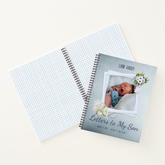 Schattigee Blauwe Fotobrieven aan mijn Zoon Keepsa Notitieboek (Binnen)