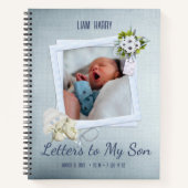 Schattigee Blauwe Fotobrieven aan mijn Zoon Keepsa Notitieboek (Voorkant)