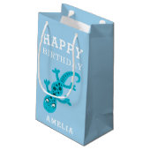 Schattigee Blauwe Gecko Lizard Kids Verjaardag Klein Cadeauzakje (Achterkant Gekanteld)