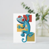 Schattigee Blauwe Gecko Reptielliefhebbers Briefkaart (Staand voorkant)