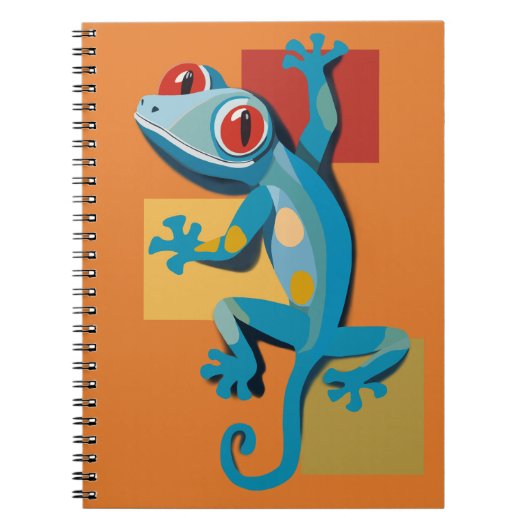 Schattigee Blauwe Gecko Reptielliefhebbers Notitieboek (Voorkant)