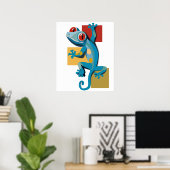 Schattigee Blauwe Gecko Reptielliefhebbers Poster (Thuiskantoor)