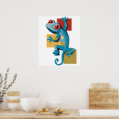 Schattigee Blauwe Gecko Reptielliefhebbers Poster (Keuken)