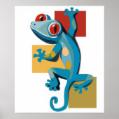 Schattigee Blauwe Gecko Reptielliefhebbers Poster (Voorkant)