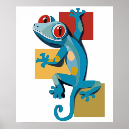 Schattigee Blauwe Gecko Reptielliefhebbers Poster (Voorkant)