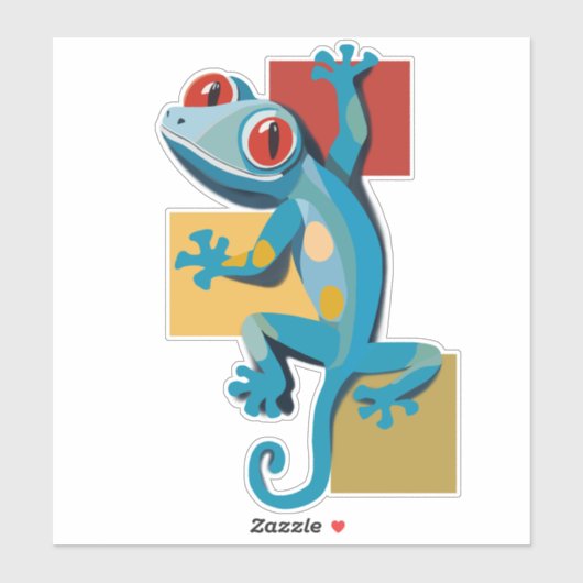 Schattigee Blauwe Gecko Reptielliefhebbers Sticker (Vel)