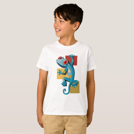 Schattigee Blauwe Gecko Reptielliefhebbers T-shirt (Voorkant volledig)