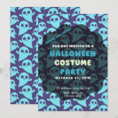 Schattigee Blauwe Geesten Paarse Achtergrond Hallo Kaart (Voorkant / Achterkant)