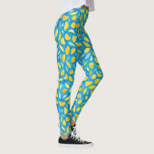 Schattigee Blauwe Gele Citrus Citrus Waterverf Pai Leggings (Rechts)