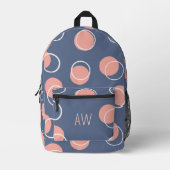 Schattigee Blauwe Geometrische Cirkels Monogram In Bedrukte Rugzak (Voorkant)