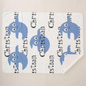 Schattigee Blauwe Ghost Halloween Deken met Naam (Voorkant (horizontaal))