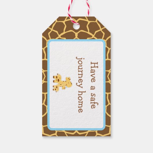 Schattigee Blauwe Giraffe Dank u Cadeau Label Cadeaulabel (Achterkant)