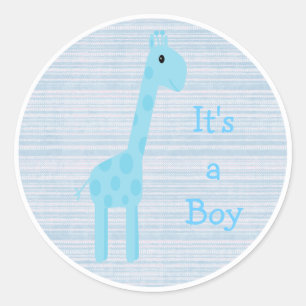 Schattigee blauwe Giraffe is een jongen nieuwe bab Ronde Sticker
