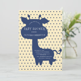 Schattigee Blauwe Giraffe Polkadot Geel Baby showe Kaart
