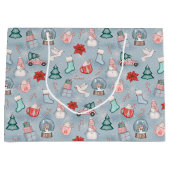 Schattigee Blauwe grillige Waterverf kerst Groot Cadeauzakje (Voorkant)