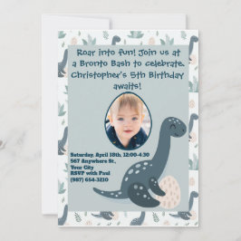 Schattigee Blauwe Groene Dinosaurus Aangepaste Fot Kaart