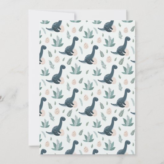 Schattigee Blauwe Groene Dinosaurus Aangepaste Fot Kaart (Achterkant)