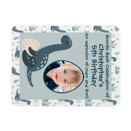 Schattigee Blauwe Groene Dinosaurus Aangepaste Fot Magneet (Horizontaal)