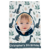 Schattigee Blauwe Groene Dinosaurus Aangepaste Fot Medium Cadeauzakje (Voorkant)