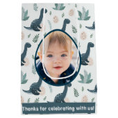 Schattigee Blauwe Groene Dinosaurus Aangepaste Fot Medium Cadeauzakje (Achterkant)