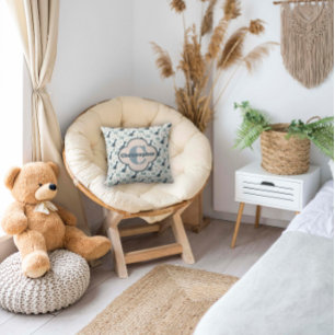 Schattigee Blauwe Groene Dinosaurus met Monogram e Kussen