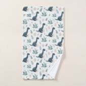 Schattigee Blauwe Groene Dinosaurus met Naam Bad Handdoek (Handdoek)