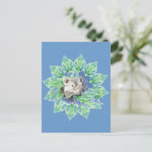 Schattigee blauwe, groene hamster in een lommerrij briefkaart (Staand voorkant)