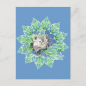 Schattigee blauwe, groene hamster in een lommerrij briefkaart (Voorkant)
