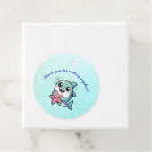 Schattigee blauwe haai en roze zeester Baby shower Bedankjes Labels (In situ)