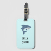 Schattigee blauwe haai gepersonaliseerd bagagelabel (Voorkant (verticaal))