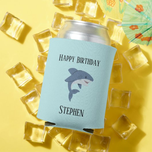 Schattigee blauwe haai gepersonaliseerd blikjeskoeler (Insitu Zomer)