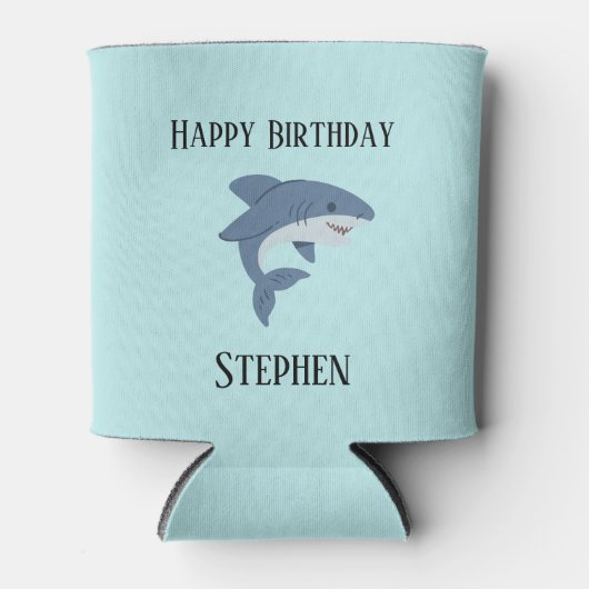Schattigee blauwe haai gepersonaliseerd blikjeskoeler (Voorkant)