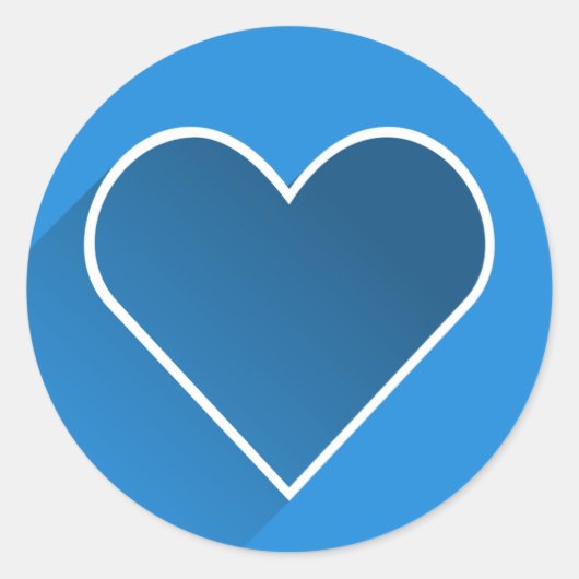 Schattigee Blauwe Hart Valentijnsdag Ronde Sticker (Voorkant)