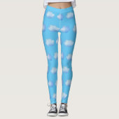 Schattigee Blauwe Hemel Witte Wolken Patroon Leggi Leggings (Voorkant)