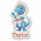 Schattigee blauwe karate dinosaurus sticker (Voorkant)