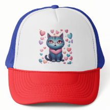Schattigee blauwe kat met hartenhoodie | Kawaii Va