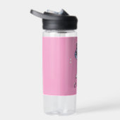 Schattigee blauwe kat op roze aangepaste naam waterfles (Rechts)