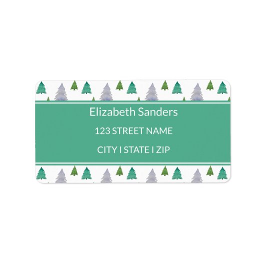 Schattigee blauwe kerstboom etiket (Voorkant)