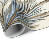 Schattigee Blauwe Kerstvogel, Bessen, Bloemen Cadeaupapier (Rol Hoek)