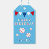 Schattigee Blauwe Kinder Jongen Honkbal Verjaardag Cadeaulabel (Voorkant)