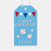 Schattigee Blauwe Kinder Jongen Honkbal Verjaardag Cadeaulabel (Achterkant)