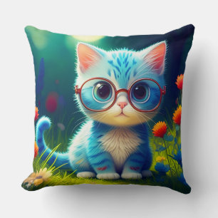 Schattigee blauwe kitten met bril - 276548 kussen
