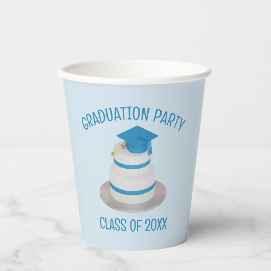 Schattigee Blauwe Klasse van Afstudeerfeest Papier Papieren Bekers (Voorkant)