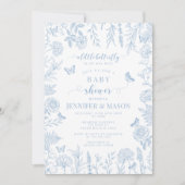 Schattigee blauwe kleine vlinder baby boy douche kaart (Voorkant)