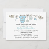 Schattigee Blauwe Kleren Lijn Het is een Boy BABY  Kaart (Voorkant)